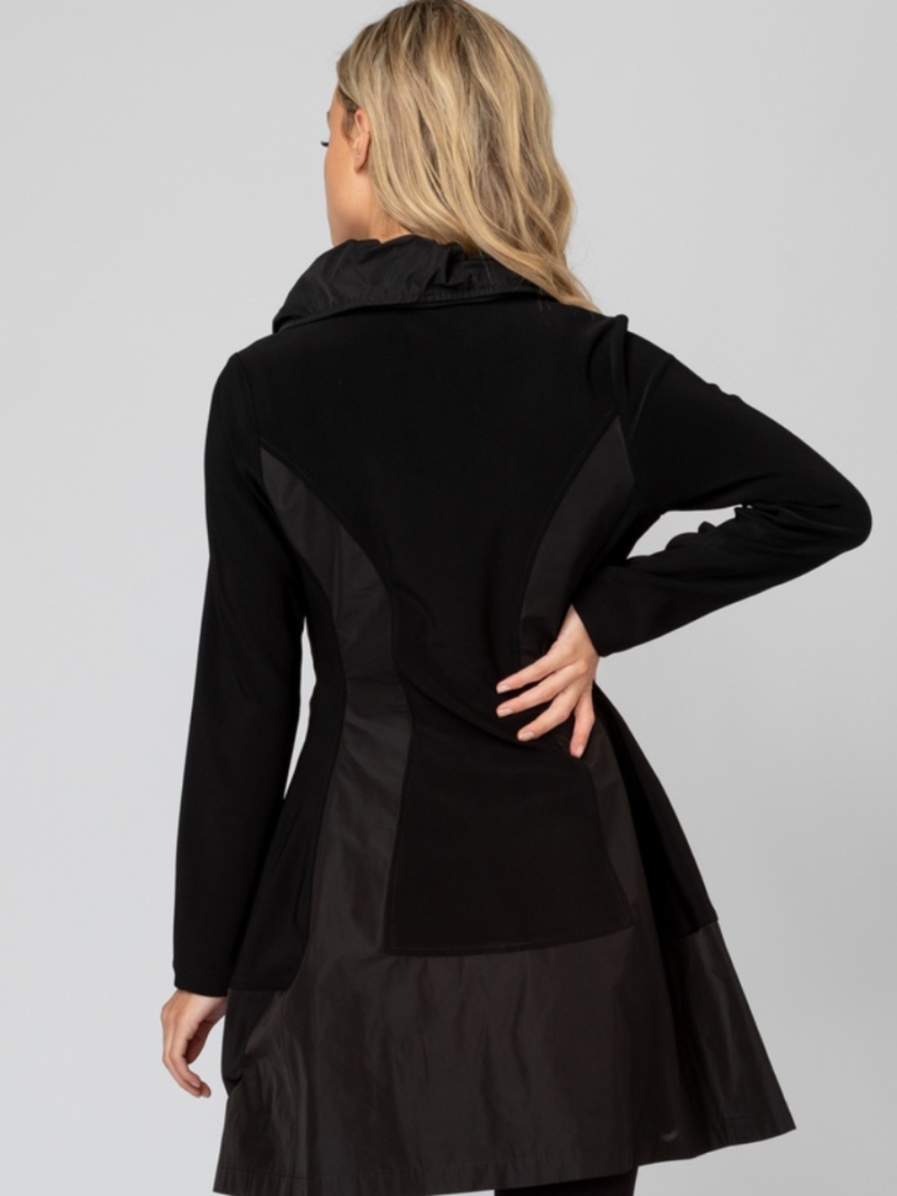 Joseph Ribkoff Black Coat Style 193425 Ruching Collar Button Down EUC Sz 20 - Picture 11 of 13
